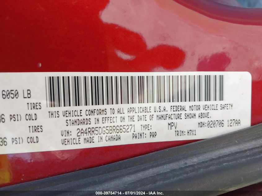 2011 Chrysler Town & Country Touring VIN: 2A4RR5DG5BR665271 Lot: 39754714