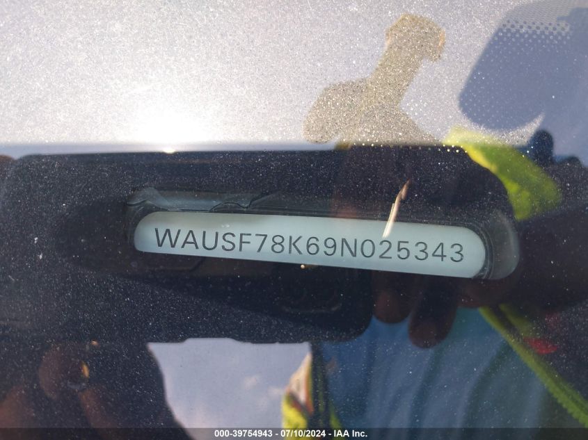 2009 Audi A4 2.0T Premium VIN: WAUSF78K69N025343 Lot: 39754943