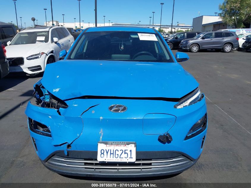 2022 Hyundai Kona Electric Sel VIN: KM8K33AG0NU139537 Lot: 39755079