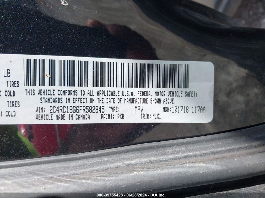 2015 Chrysler Town & Country Touring VIN: 2C4RC1BG6FR582845 Lot: 39755428