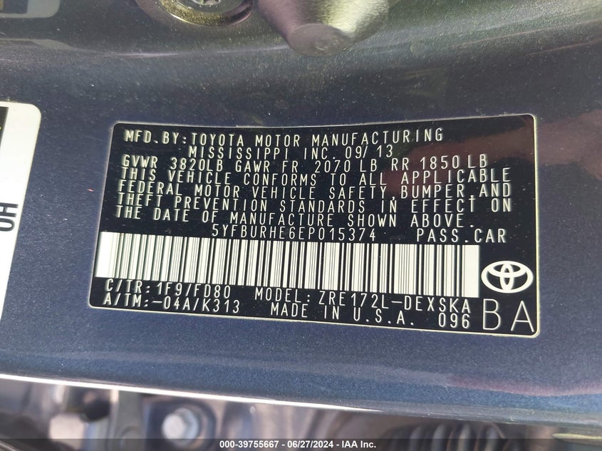 2014 TOYOTA COROLLA S PLUS - 5YFBURHE6EP015374