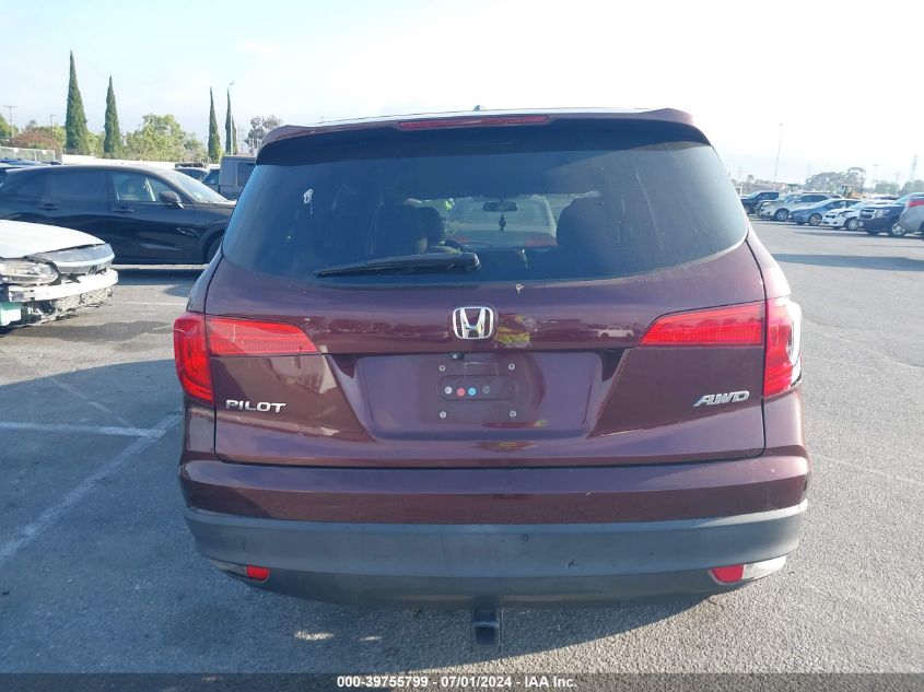 2016 Honda Pilot Ex VIN: 5FNYF6H38GB002111 Lot: 39755799