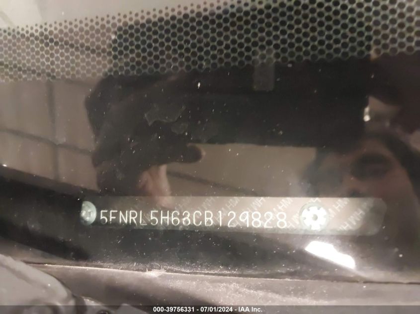 2012 Honda Odyssey Ex-L VIN: 5FNRL5H63CB129828 Lot: 39756331