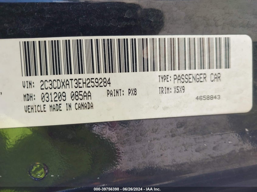 2014 Dodge Charger Police VIN: 2C3CDXAT3EH259284 Lot: 39756398