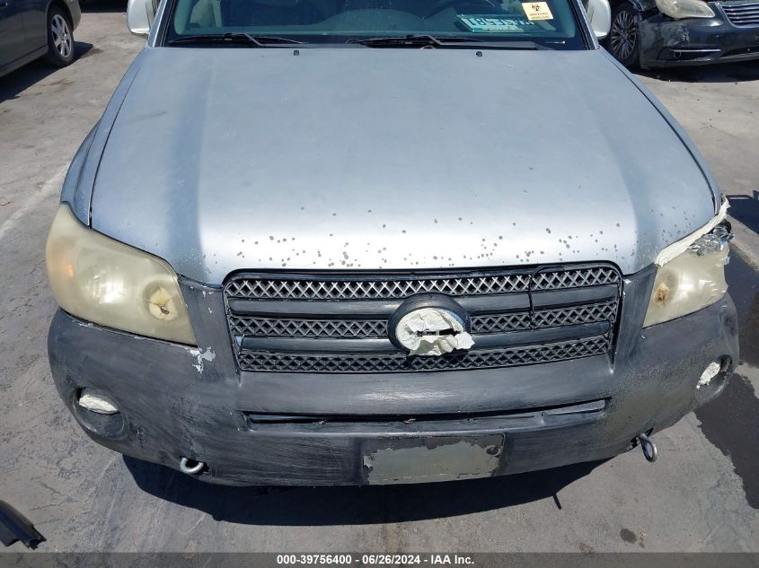 2006 Toyota Highlander Hybrid V6 VIN: JTEDW21A860004272 Lot: 39756400