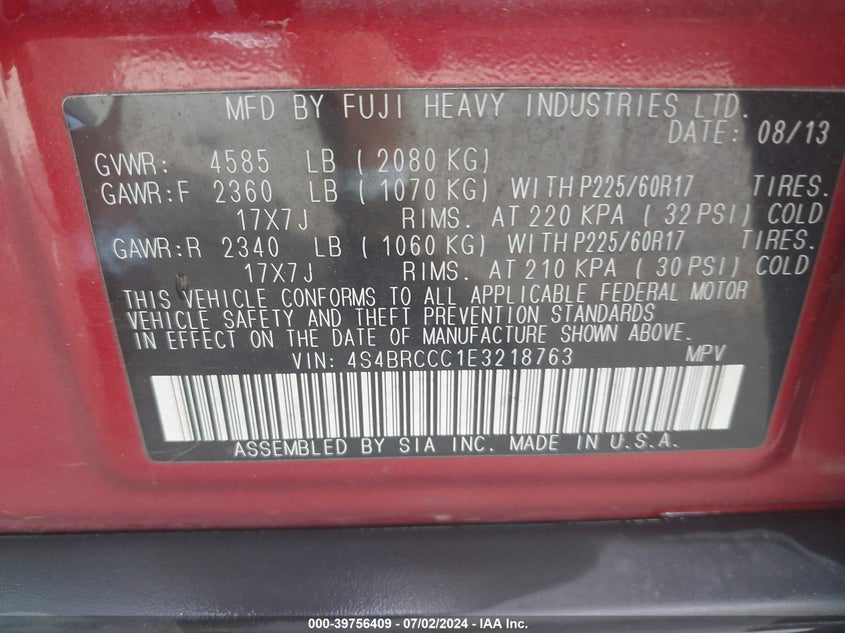 2014 SUBARU OUTBACK 2.5I PREMIUM - 4S4BRCCC1E3218763