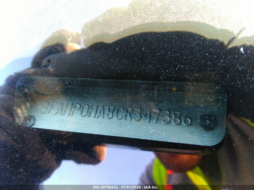 2012 Ford Fusion Se VIN: 3FAHP0HA8CR347386 Lot: 39756433