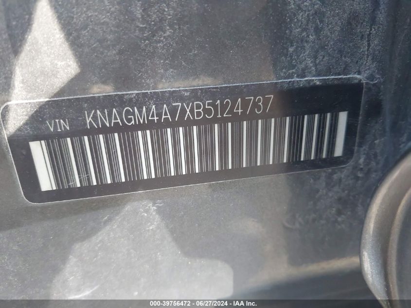 2011 Kia Optima Lx VIN: KNAGM4A7XB5124737 Lot: 39756472