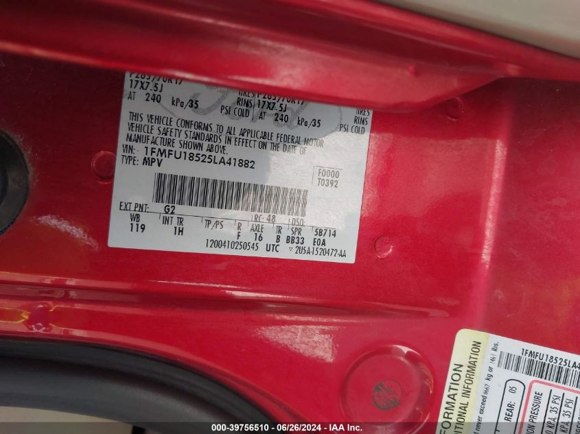 2005 Ford Expedition Eddie Bauer/King Ranch VIN: 1FMFU18525LA41882 Lot: 39756510