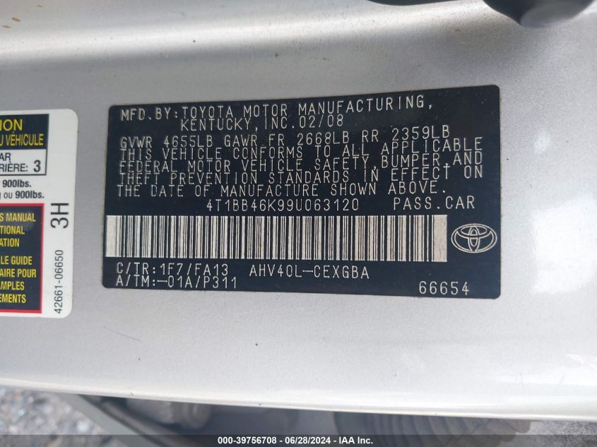 4T1BB46K99E063120 2009 Toyota Camry Hybrid