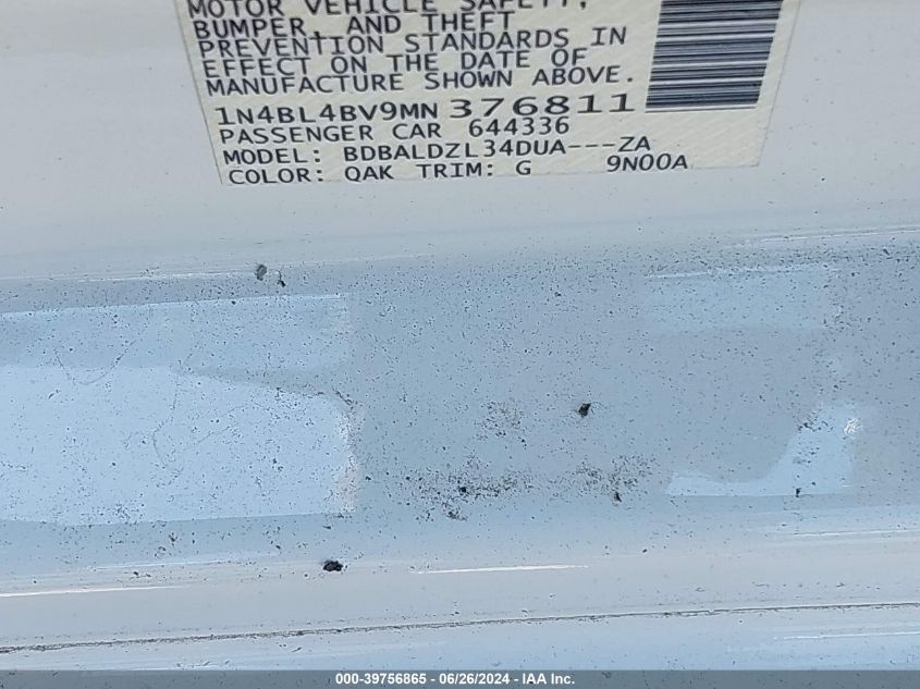 2021 Nissan Altima S Fwd VIN: 1N4BL4BV9MN376811 Lot: 39756865