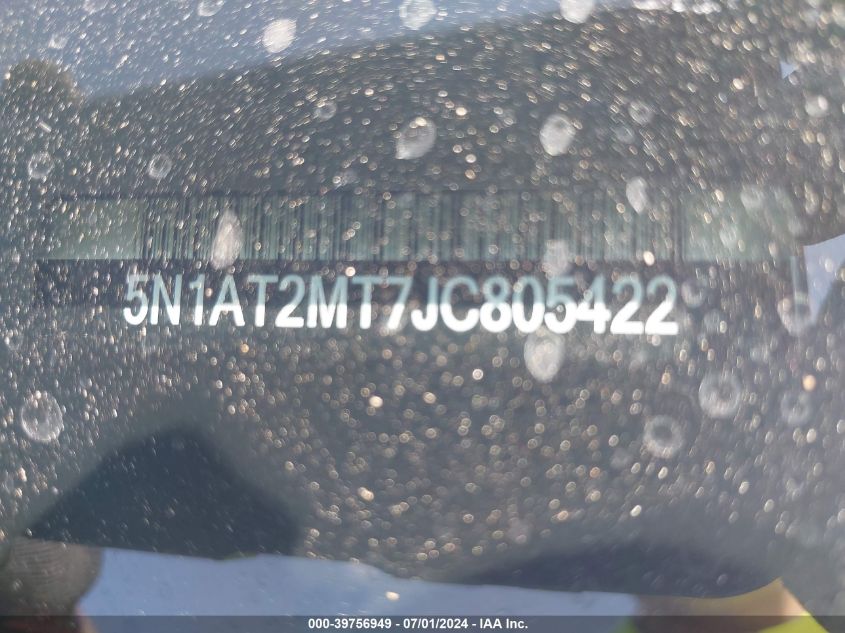 2018 Nissan Rogue Sv VIN: 5N1AT2MT7JC805422 Lot: 39756949