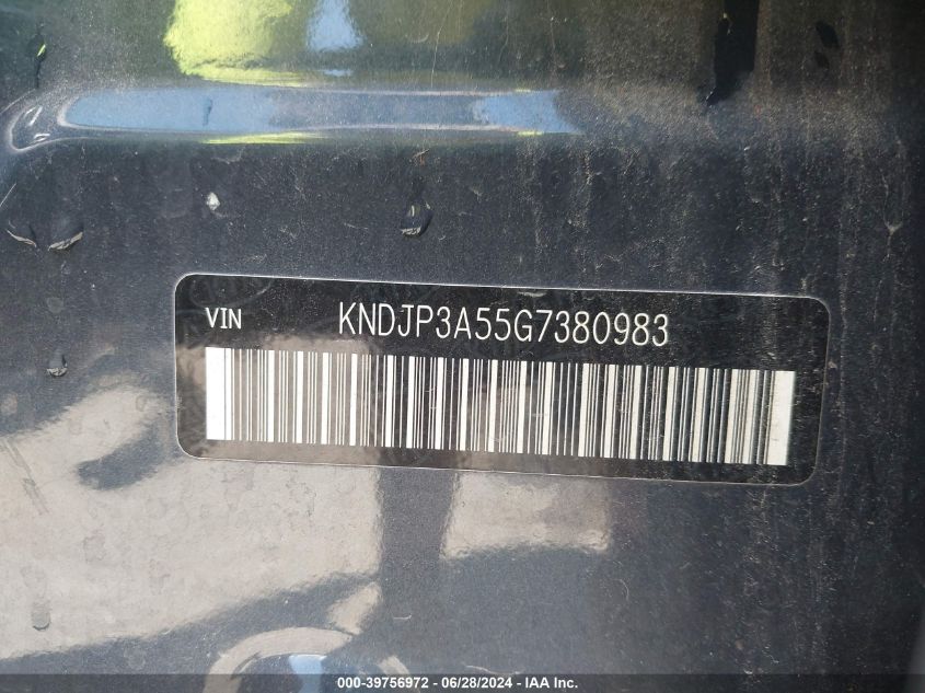 2016 Kia Soul + VIN: KNDJP3A55G7380983 Lot: 39756972