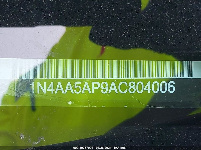 2010 Nissan Maxima 3.5 Sv VIN: 1N4AA5AP9AC804006 Lot: 39757006