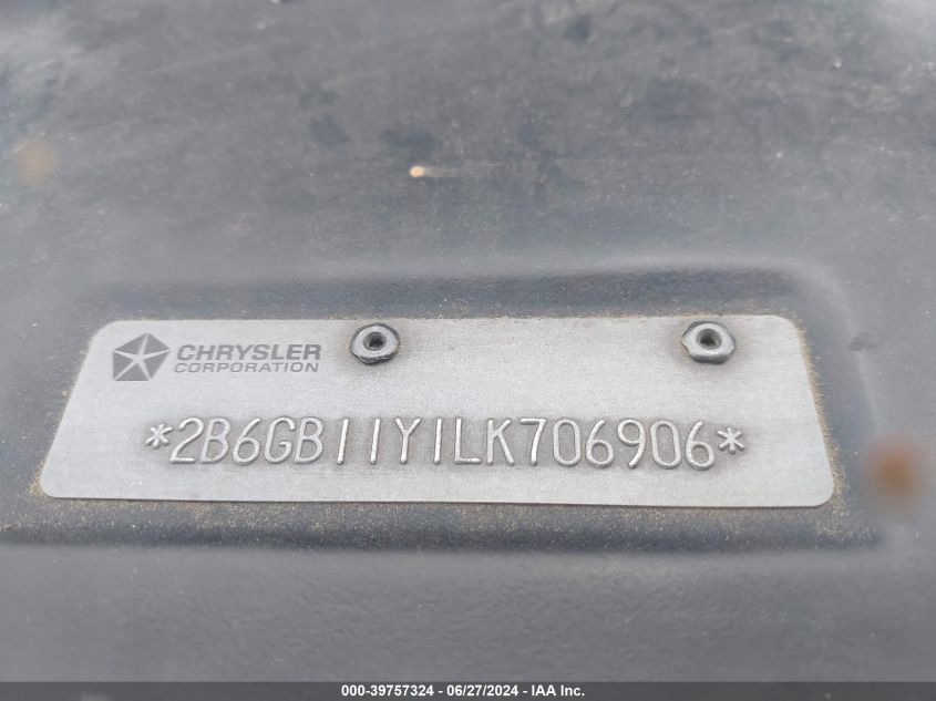 1990 Dodge Ram Van B150 VIN: 2B6GB11Y1LK706906 Lot: 39757324