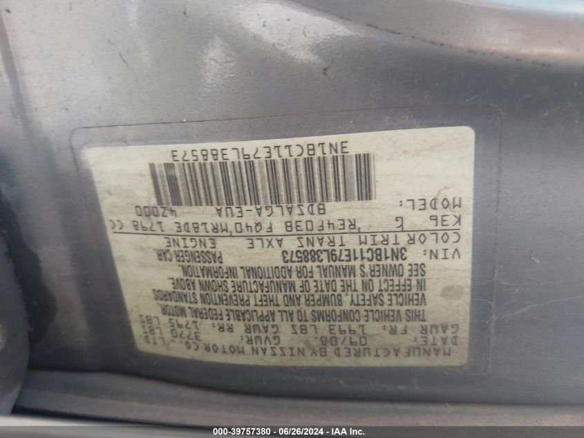 2009 Nissan Versa 1.8Sl VIN: 3N1BC11E79L388573 Lot: 39757380