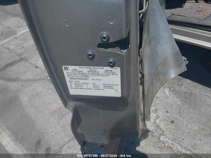 1999 GMC Sierra 1500 Sle VIN: 1GTEC19TXXZ516078 Lot: 39757390