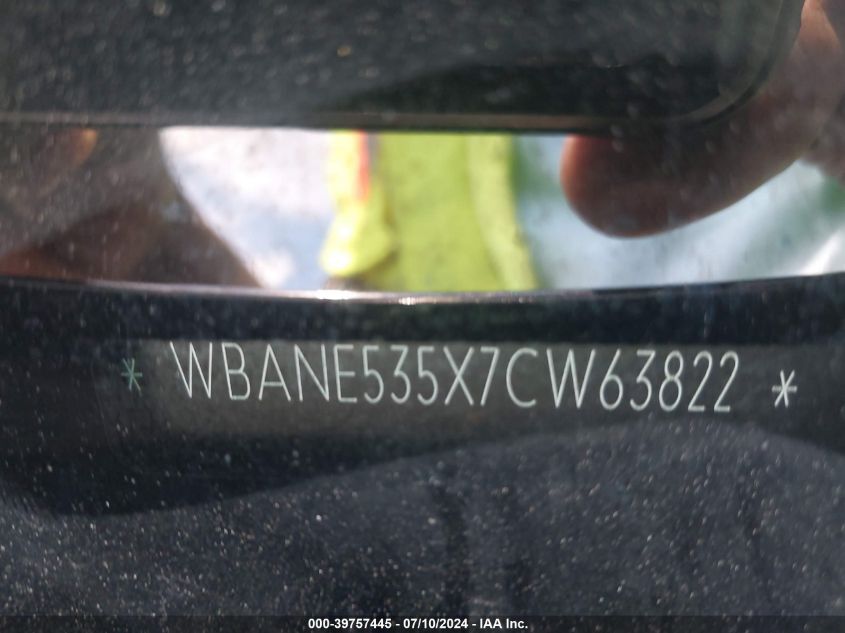 2007 BMW 525I VIN: WBANE535X7CW63822 Lot: 39757445