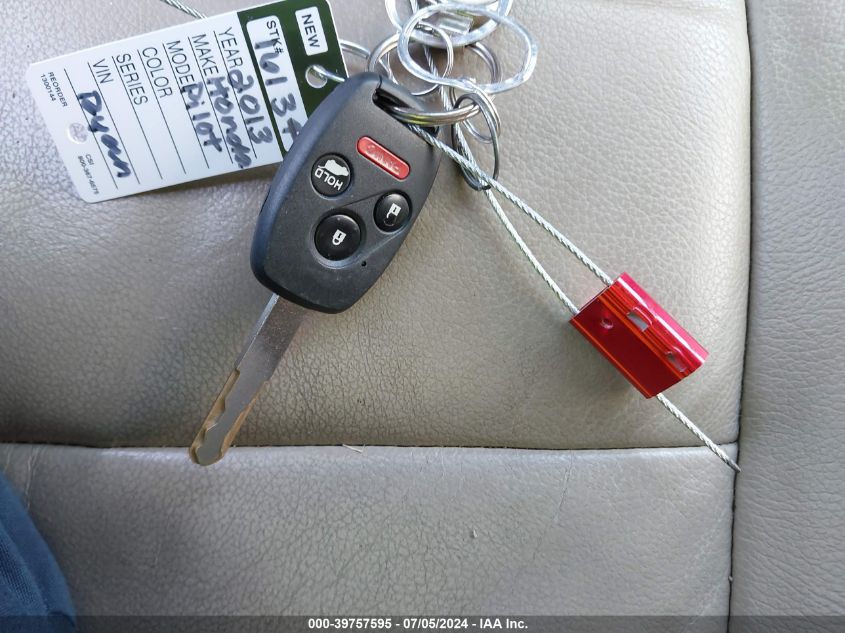 2013 Honda Pilot Ex-L VIN: 5FNYF3H58DB032916 Lot: 39757595