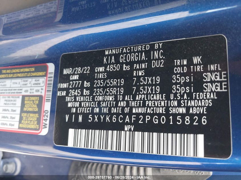 2023 Kia Sportage X-Line VIN: 5XYK6CAF2PG015826 Lot: 39757760