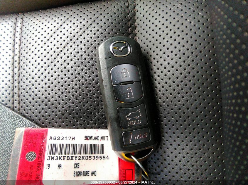 2019 Mazda Cx-5 Signature VIN: JM3KFBEY2K0539554 Lot: 39758032
