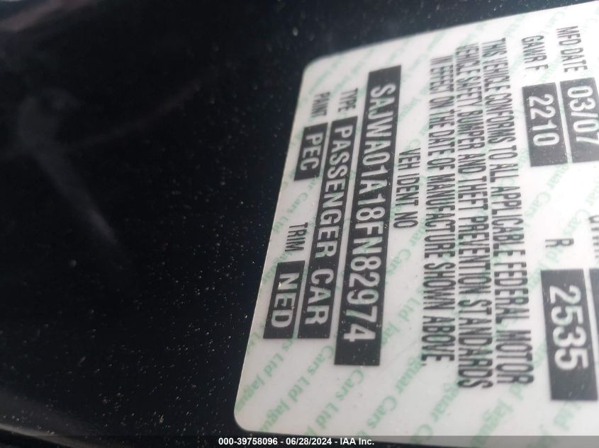 2008 Jaguar S-Type 3.0 V6 VIN: SAJWA01A18FN82974 Lot: 39758096