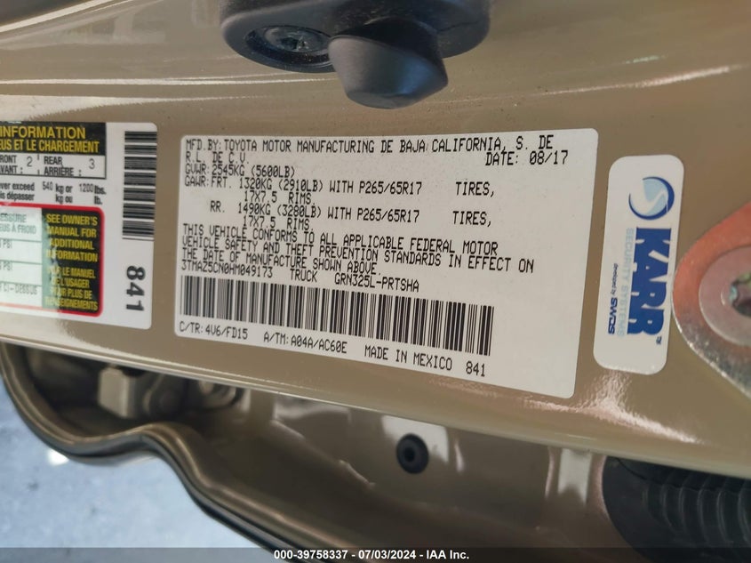 2017 TOYOTA TACOMA TRD SPORT - 3TMAZ5CN0HM049173