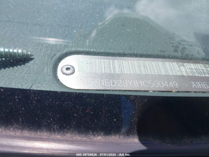 2001 Nissan Xterra Se VIN: 5N1ED28Y81C500449 Lot: 39758626