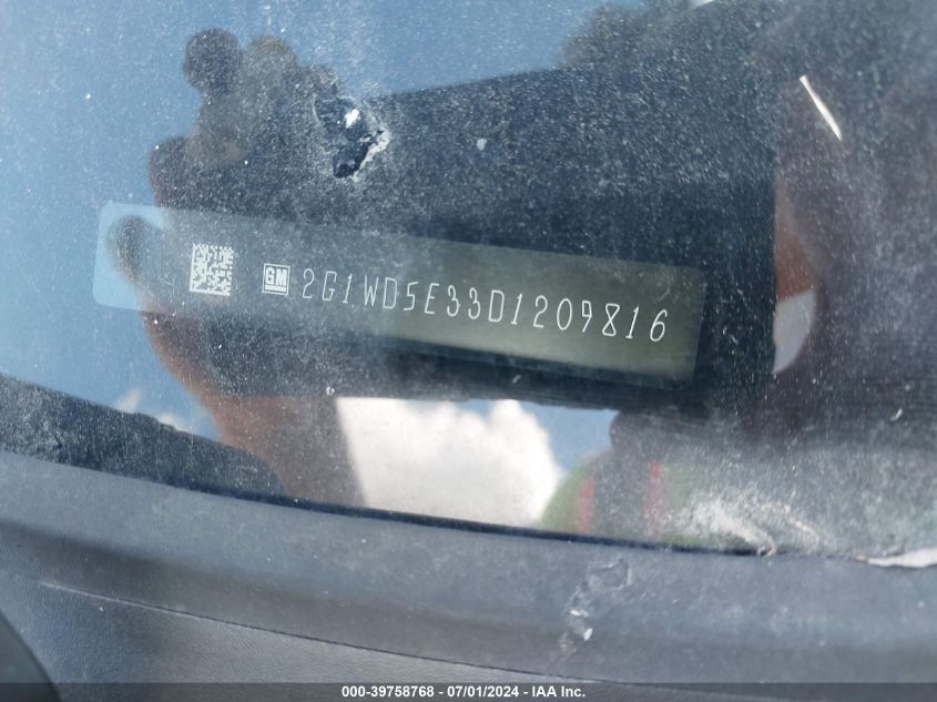 2013 Chevrolet Impala Police VIN: 2G1WD5E33D1209816 Lot: 39758768