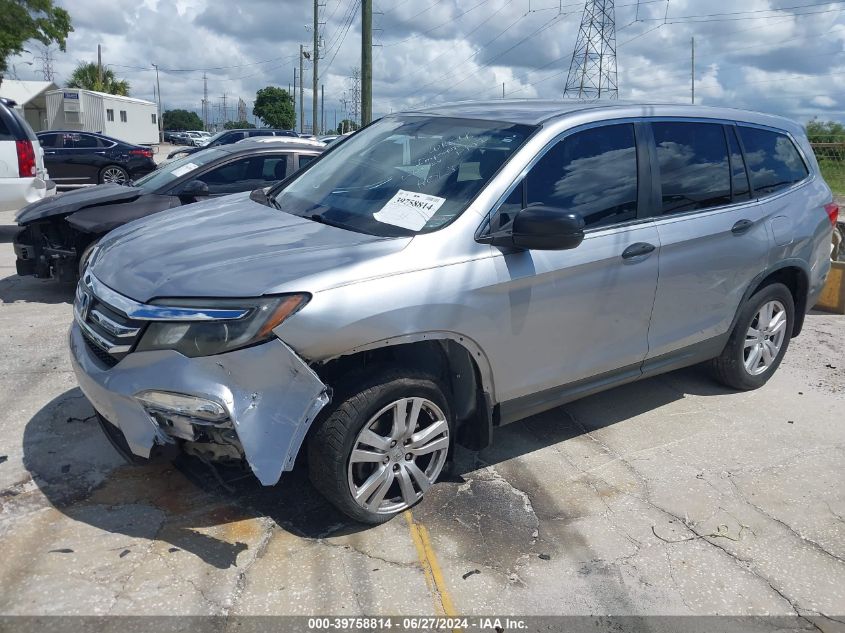 2017 Honda Pilot Lx VIN: 5FNYF6H18HB070022 Lot: 40301494