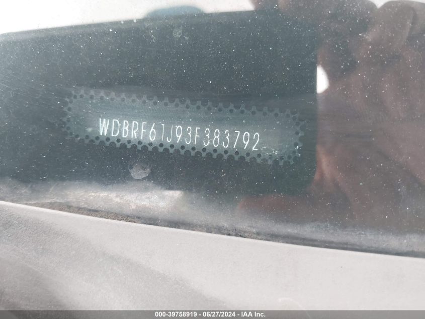 2003 Mercedes-Benz C 240 VIN: WDBRF61J93F383792 Lot: 39758919