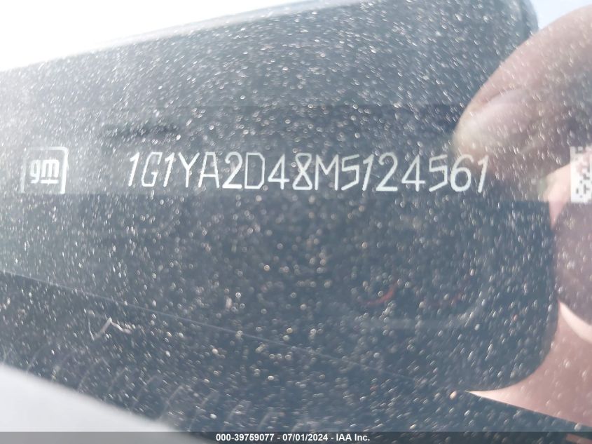 2021 Chevrolet Corvette Stingray Rwd 1Lt VIN: 1G1YA2D48M5124561 Lot: 39759077