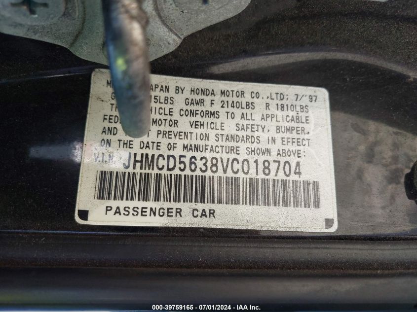 JHMCD5638VC018704 1997 Honda Accord Lx