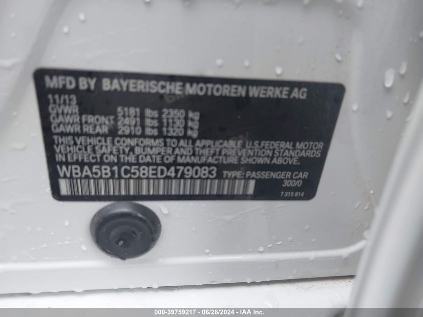2014 BMW 535I VIN: WBA5B1C58ED479083 Lot: 39759217