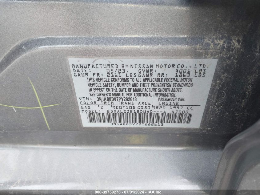 3N1AB8DV7PY282613 2023 Nissan Sentra Sr Xtronic Cvt