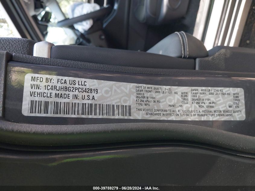 2023 Jeep Grand Cherokee Limited 4X4 VIN: 1C4RJHBG2PC542819 Lot: 39759279