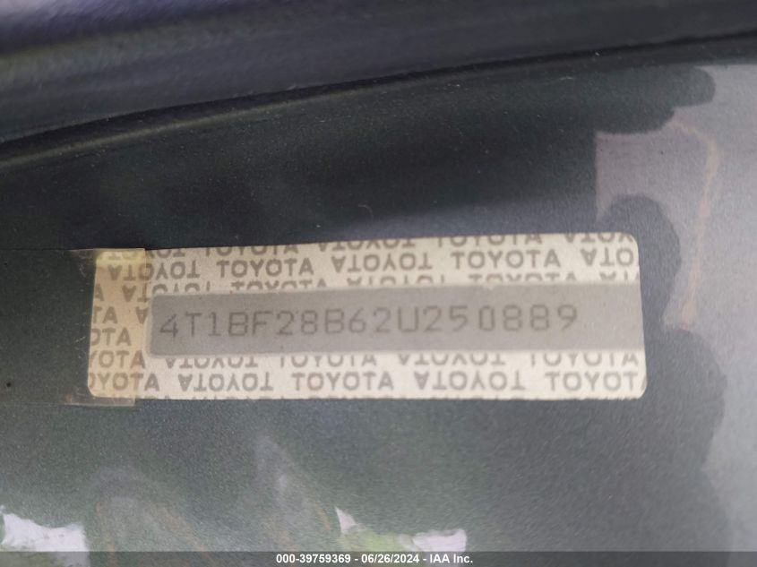 2002 Toyota Avalon Xls VIN: 4T1BF28B62U250889 Lot: 39759369