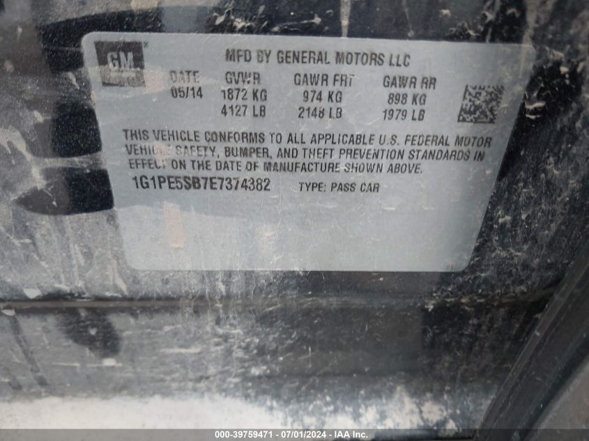 2014 Chevrolet Cruze 2Lt Auto VIN: 1G1PE5SB7E7374382 Lot: 39759471