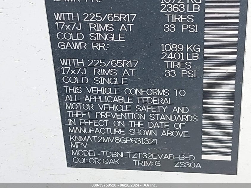 2016 NISSAN ROGUE SV - KNMAT2MV8GP631321