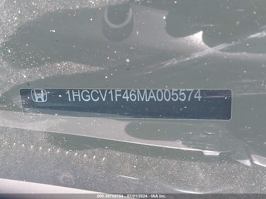 2021 Honda Accord Sport Special Edition VIN: 1HGCV1F46MA005574 Lot: 39759784