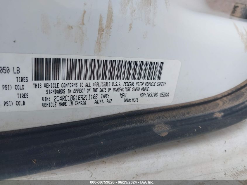 2014 Chrysler Town & Country Touring VIN: 2C4RC1BG1ER211106 Lot: 39759826