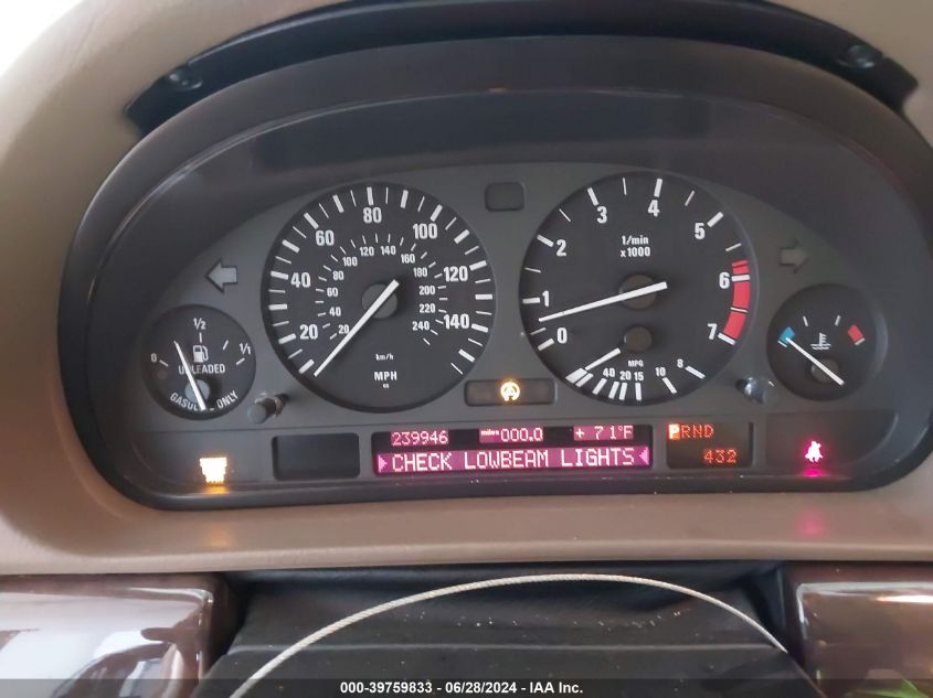 1997 BMW 740Il VIN: WBAGJ8321VDL41279 Lot: 39759833