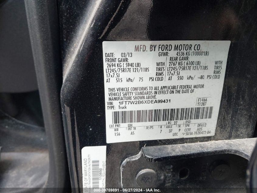 1FT7W2B6XDEA99431 | 2013 FORD F-250