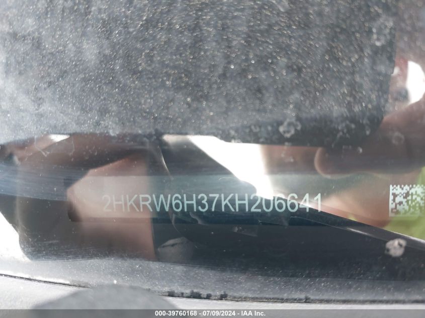 2019 Honda Cr-V Lx VIN: 2HKRW6H37KH206641 Lot: 39760168