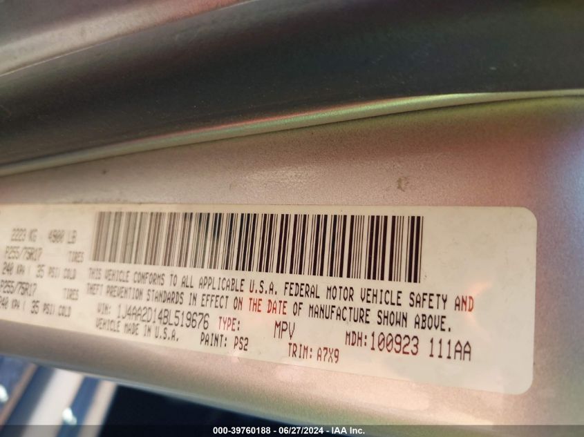 2011 Jeep Wrangler Sport VIN: 1J4AA2D14BL519676 Lot: 39760188