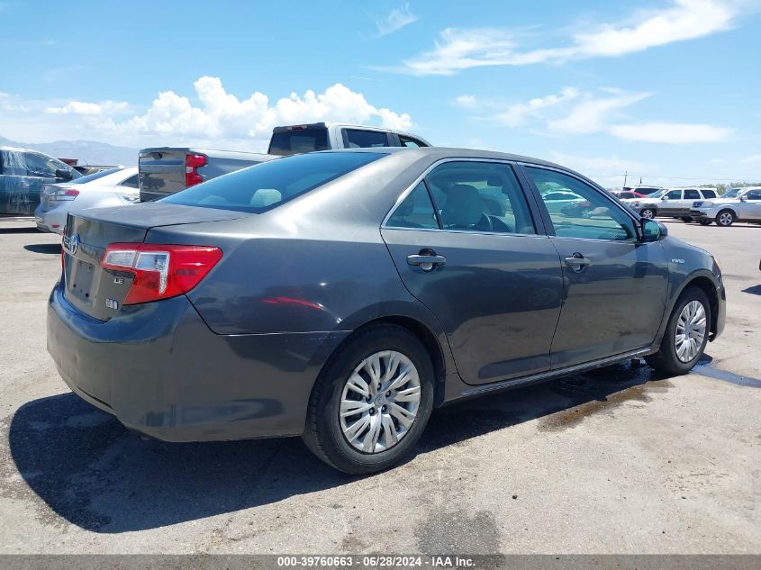 2012 Toyota Camry Hybrid Le VIN: 4T1BD1FK2CU039015 Lot: 39760663