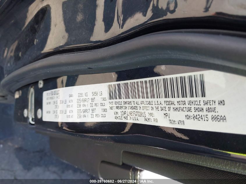 2015 Jeep Cherokee Sport VIN: 1C4PJLAB1FW722015 Lot: 39760682