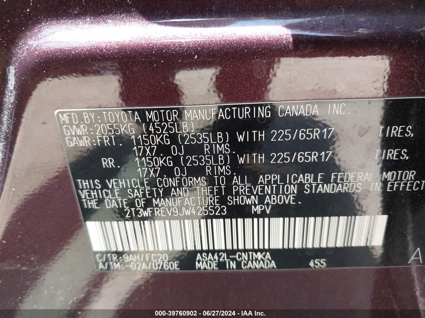 2018 TOYOTA RAV4 XLE - 2T3WFREV9JW425523