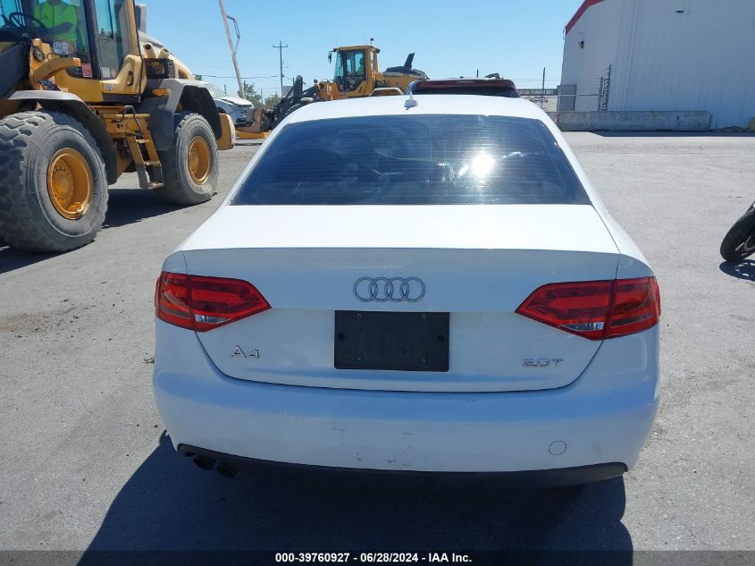 2010 Audi A4 2.0T Premium VIN: WAUAFAFL0AN037478 Lot: 39760927