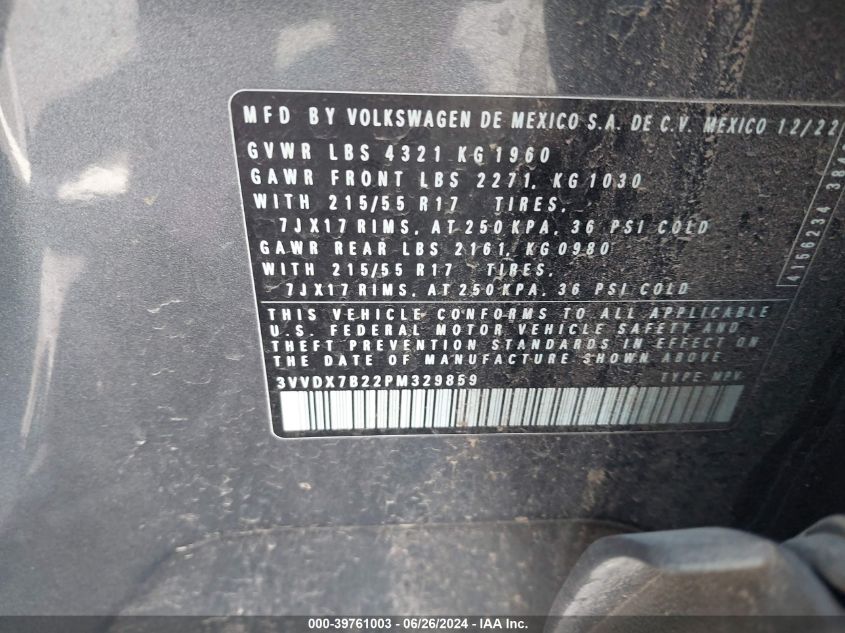 2023 VOLKSWAGEN TAOS 1.5T S - 3VVDX7B22PM329859